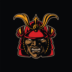 Vector illustration samurai ronin japanese mascot logo