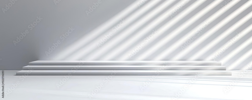 Poster minimalist graphic design abstract background concept. minimalistic white podium with dynamic light 
