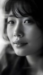 ファンタジーストーリー（モノクロームに刻まれた、一瞬のモノローグ—静寂の中で紡がれる女性の想い）