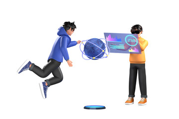 Mixed Reality (MR) Collaboration 3D Character Illustration.