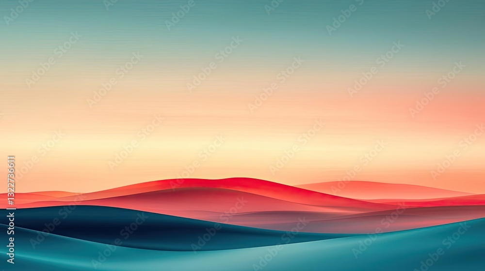 Poster abstract landscape background concept. serene abstract landscape with soft hues of blue and red, cre
