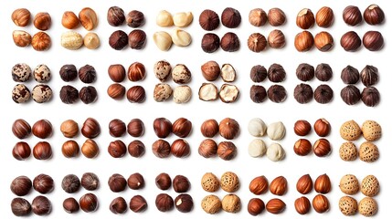 Obraz premium Hazelnuts collection isolated on white
