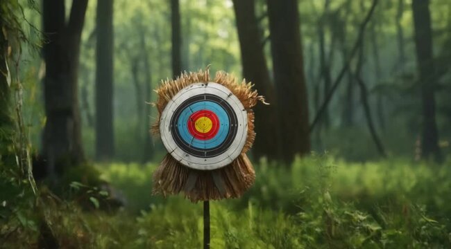The target arrow, with its bright fletching, embedded itself firmly in the bullseye, showcasing the archer's skill and focus.