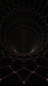A tunnel of golden grids.