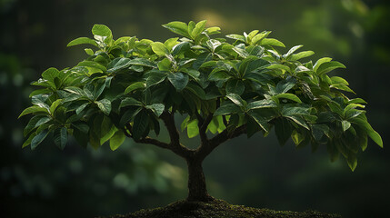 Fototapeta premium lush breadnut tree with deeply lobed green leaves