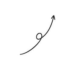 シンプルな手描き上向き矢印　くるくる　モノクロ