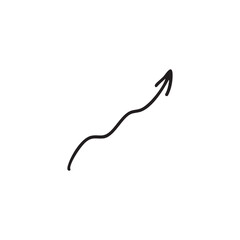 シンプルな手描きの上昇矢印　モノクロ
