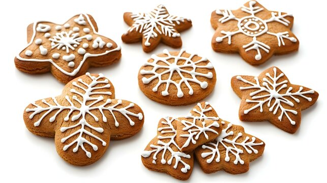 Gingerbread Cookies Isolated on White Background