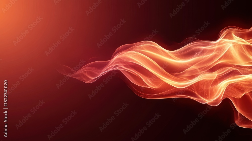 Poster abstract smooth wave of colorful light flowing through a dark background with vibrant hues of orange