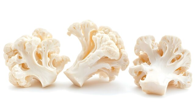 Cauliflower pieces isolated on white background