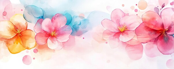 Digital watercolor painting abstract background idea. Beautiful watercolor floral pattern with vibrant colors and delicate blossoms.