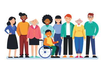 Fototapeta premium A company of women with children of different ages, different ethnicity, many body shapes, limited mobility