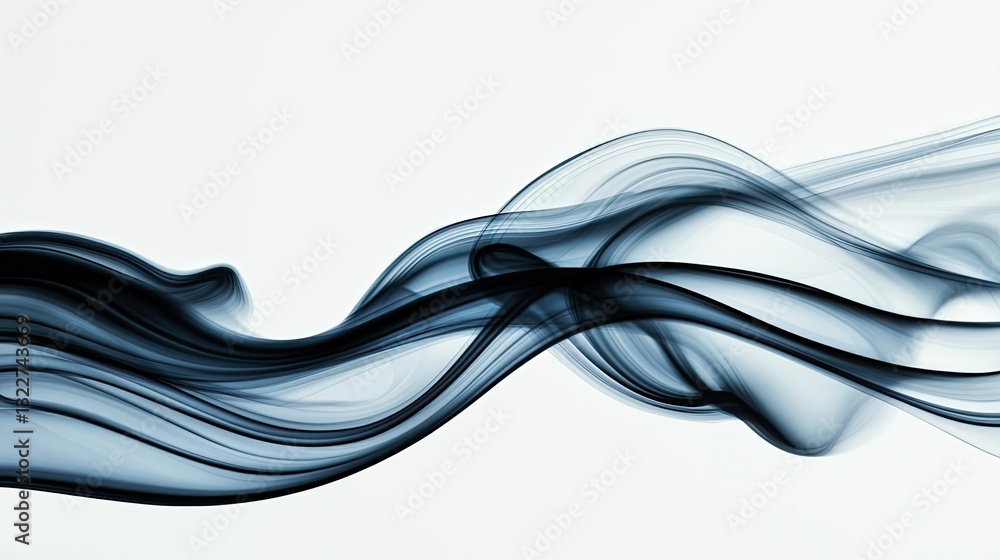 Poster ink illustration abstract background idea. elegant swirls of blue smoke creating a calming and ether