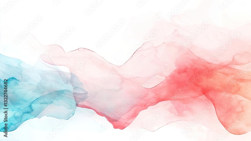 Aufkleber minimalist graphic design abstract background concept. abstract watercolor waves in blue and red on 