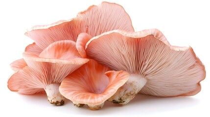 Pink Oyster Mushrooms isolated on white background