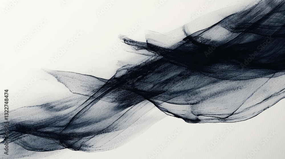 Poster ink illustration abstract background idea. abstract black and white flowing wave texture for modern 