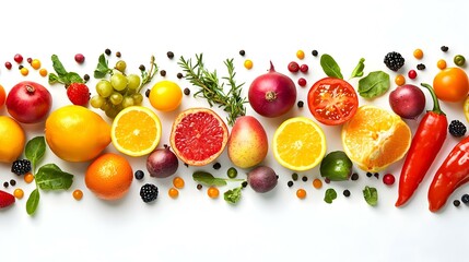 Naklejka premium Composition of different fruits and vegetables