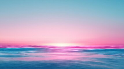 Fototapeta premium Seascape abstract background idea. Beautiful sunrise over calm ocean waters with vibrant pink and blue hues.