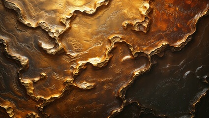 Fototapeta premium Burnished brass shifting into deep amber with a textured golden grain effect