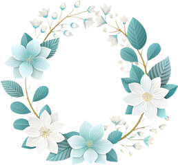 Obraz premium The circle floral frame features delicate, symmetrical designs, ideal for creating a graceful visual display. 