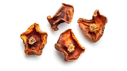 dried hot peppers isolated on white background