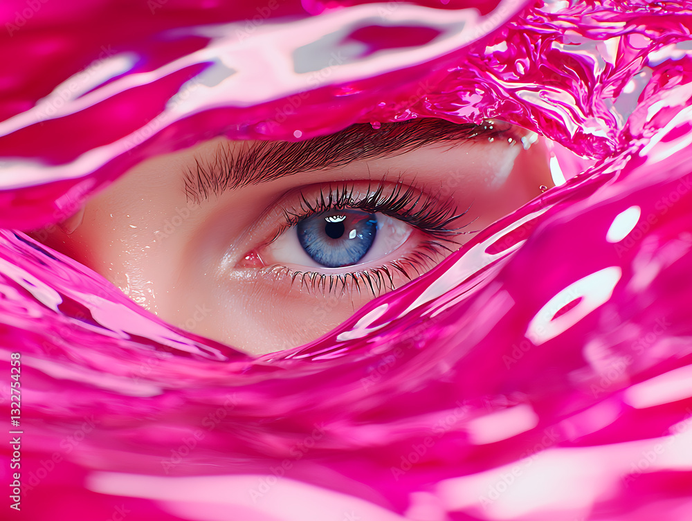 Poster captivating eye reflection artistic water element visual art surreal environment close-up view emoti