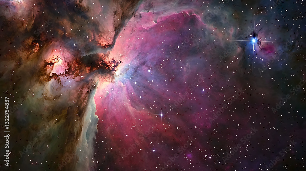 Poster exploring cosmic wonders nebulae in space astrophotography vast universe celestial view galactic con