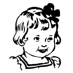 Smiling Little Girl, Retro Vector Illustration