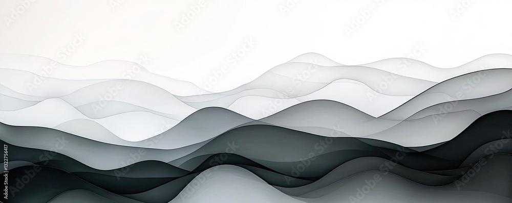 Poster ink illustration abstract background idea. abstract waves in shades of black and white create a visu