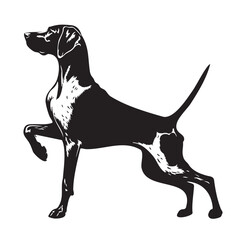 German Shorthaired Pointer Side pose silhouette vector. German Shorthaired Pointer Dog PNG – Hunting, Pointing & Standing Side Poses | Transparent Background