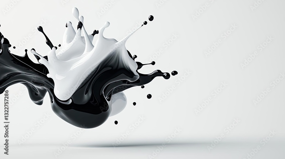 Aufkleber ink illustration abstract background idea. abstract splash of black and white paint creating dynamic