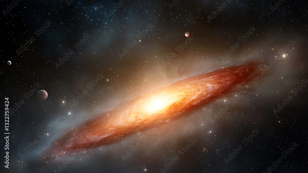 Poster exploring celestial wonders galaxy formation outer space digital art cosmic environment wide-angle v