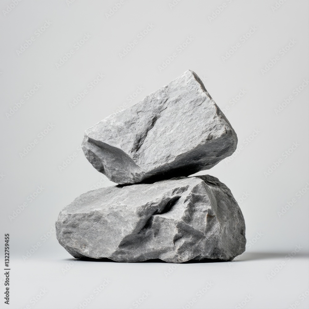 Poster natural grey stone stacked on top of each other with smooth surface and textured finish for minimali