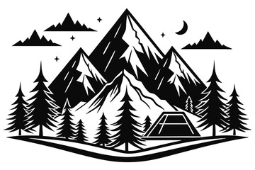 Obraz premium Mountain silhouette vector Mountains vector of outdoor design elements