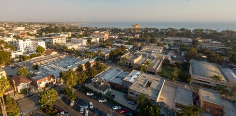 Aerial view of Ventura, California, USA, showcasing the city's layout, architecture, and proximity...