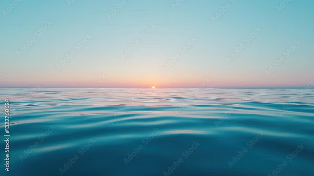 Poster waterscape abstract background idea. serene ocean at sunset with gentle waves and a colorful horizon
