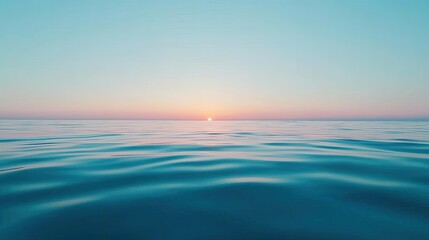 Fototapeta premium Waterscape abstract background idea. Serene ocean at sunset with gentle waves and a colorful horizon.