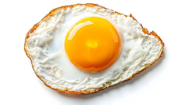 Huevo frito delicioso para el desayuno aislado sobre fondo blanco. Comida americana