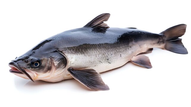Poisson-chat frais isol&eacute; sur fond blanc American food
