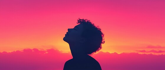Emotional Value Feeling Concepts. Silhouette of a person against a vibrant sunset backdrop.
