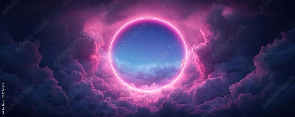 Poster vibrant color art abstract background concept. a mesmerizing view of a glowing circle framed by vibr