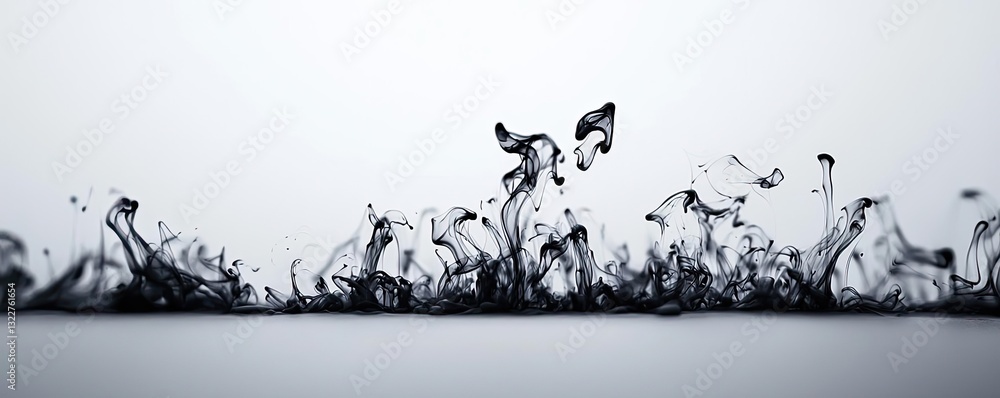 Poster ink illustration abstract background idea. abstract black ink wave pattern on a white background, sh
