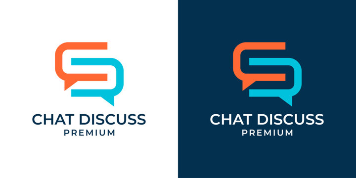 Chat discussion logo design vector. Dialogue and discussion logo. Split chat symbol, two speakers have a conversation or communication, business and teamwork icons. Letter C D Chat Discussion logo.