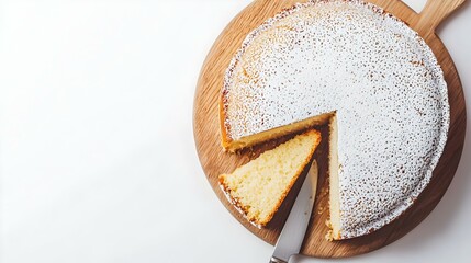 Lemon Ricotta Cake isolated on white background