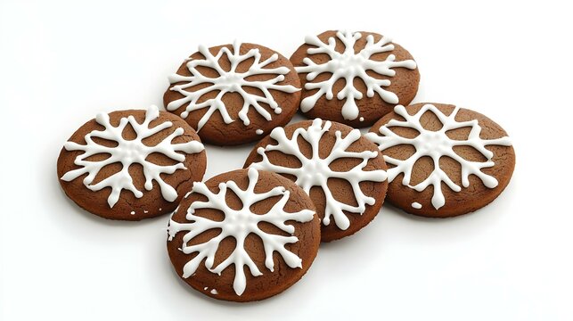 Galletas de Jengibre Copo de Nieve Navidad Invierno Decoracion Aislado Sobre Fondo Blanco Comida Americana