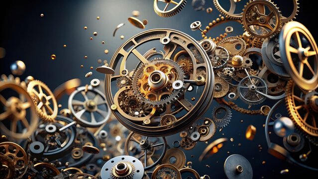 Mechanical Watch Component Explosion, springs, clockmaking