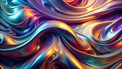 Fototapeta premium Abstract fluid silver mercury pattern with mesmerizing colors on beautiful background, artistic vision, metallic effect