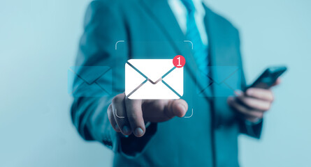 New email notification concept, business online communication, email communication, digital...