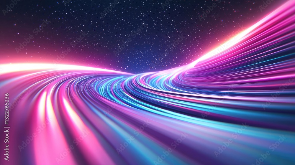 Poster vibrant color art abstract background concept. vibrant abstract wave with colorful lights flowing in