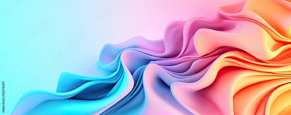 Poster pastel color illustration abstract background concept. colorful waves of fabric create a smooth, vib